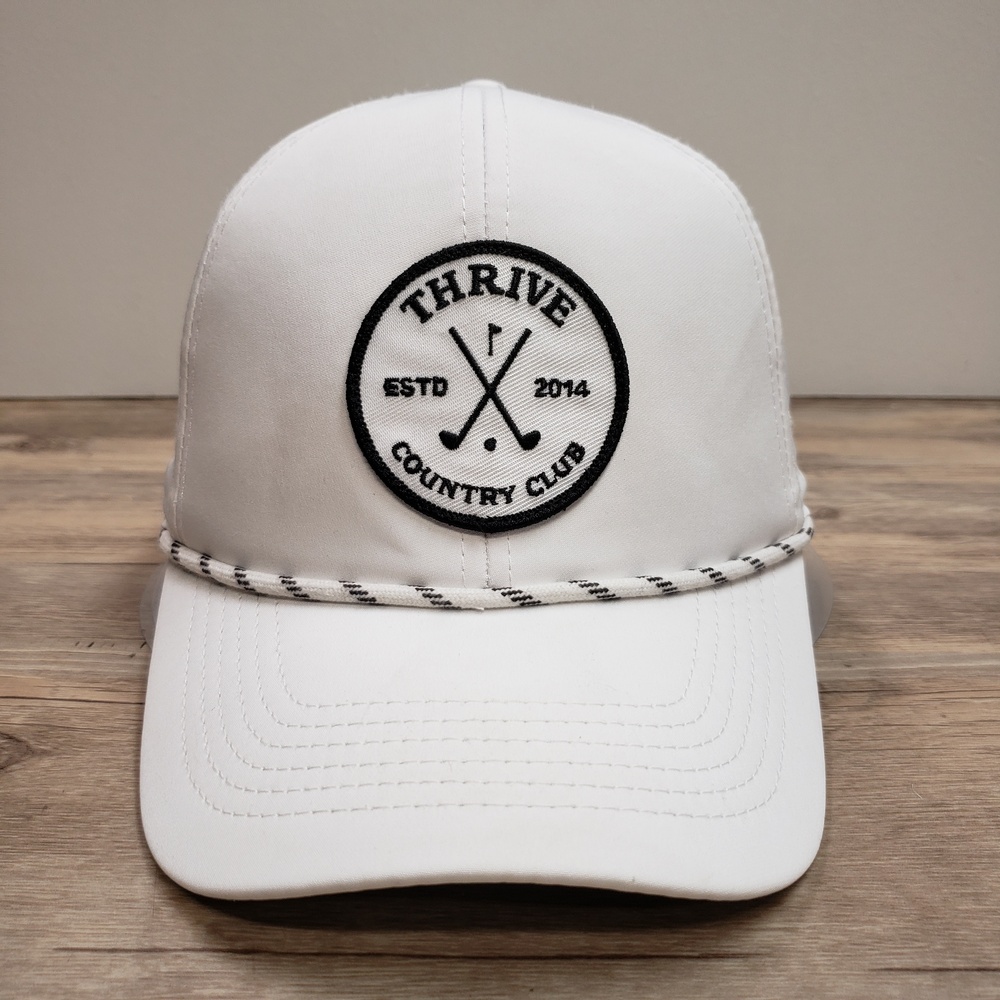 Thrive Country Club Hat Cap Snapback Mens One Size White Imperial Rope Golf Adj